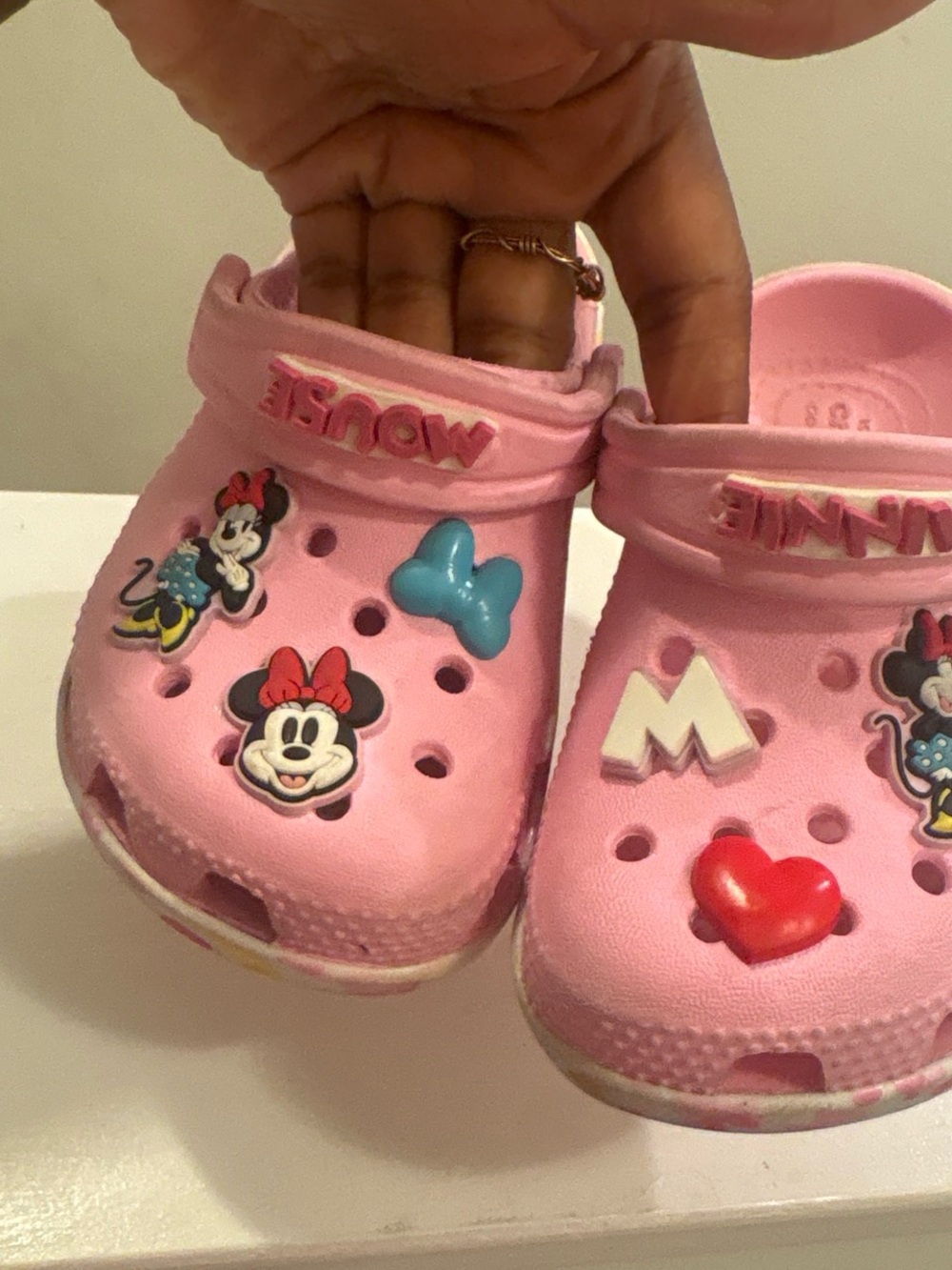 CROCS Pink Minnie Mouse Kids Clog Sandals with Character Charms